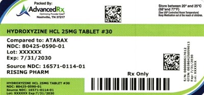 Hydroxyzine HCl 25mg #30 (Hydroxyzine HCl 25mg 80425 0590 01)